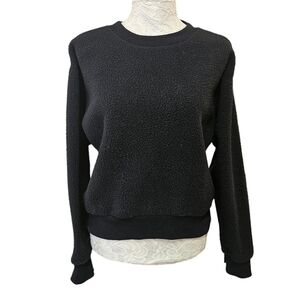 Everlane Womens The ReNew Black Fleece Raglan Sweatshirt Crew Neck Cozy Small